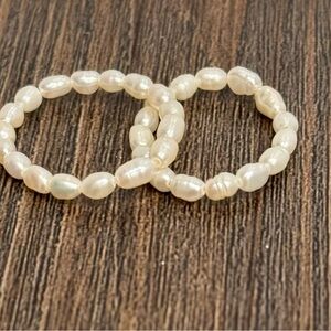New, Madewell Cream and White Pearl Rings with Smooth Texture and Classic Design